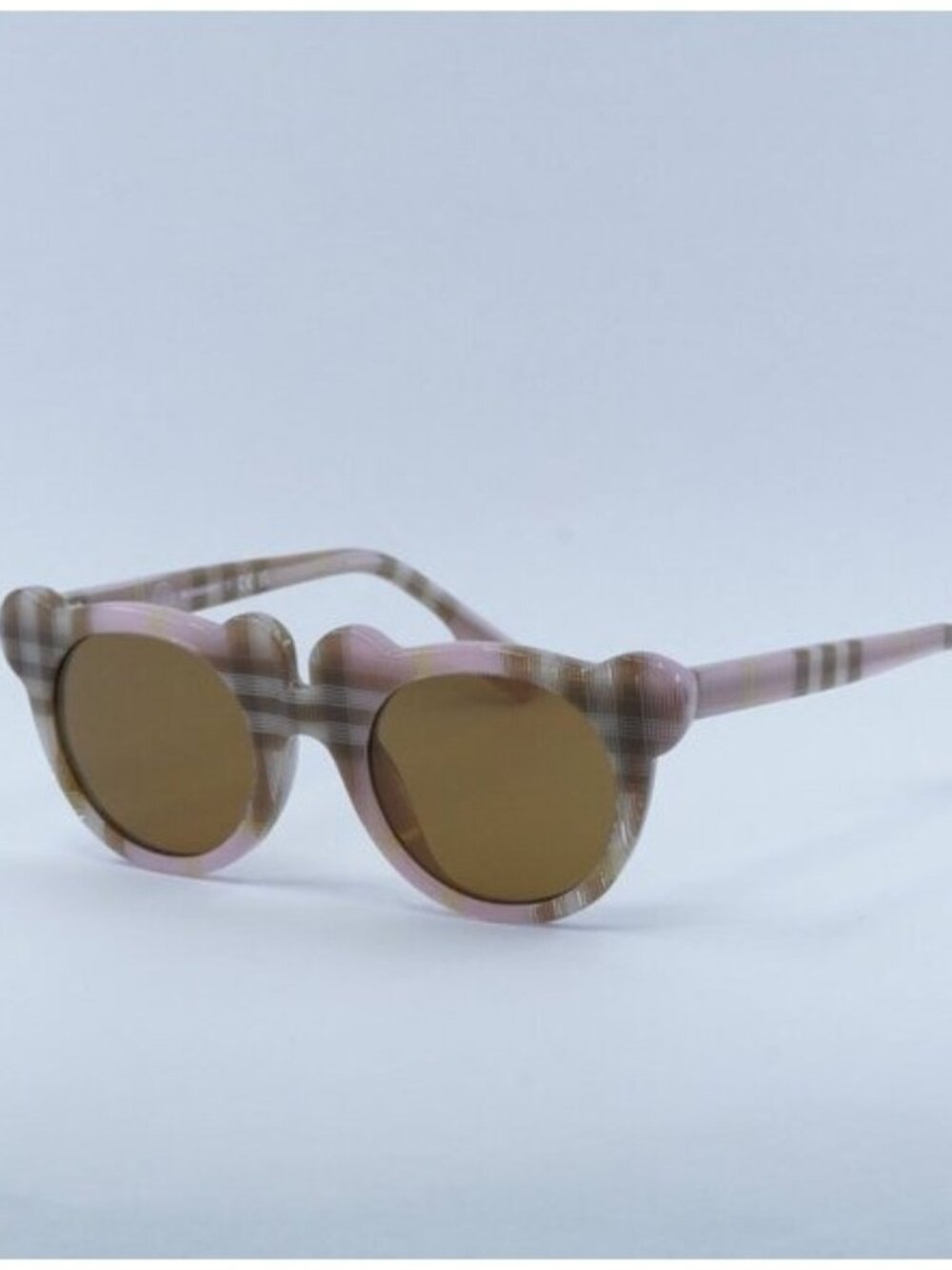 Burberry Kids JB4355 397273 Sunglasses Check Pink Round Frame, Bronze Lenses
